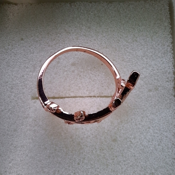 NEW Golden NYC 18k Rose Gold-Plated Olive Branch Ring with Swarovski Crystals - Picture 10 of 12